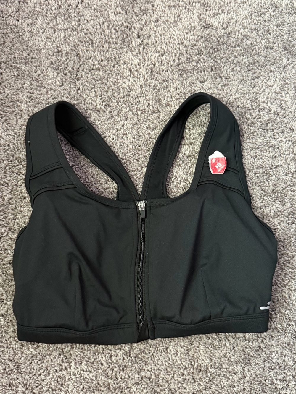bcg Black Front-Zip Racerback Sports Bra